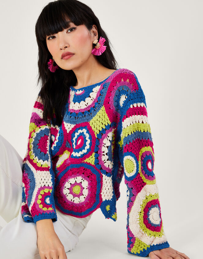 Abstract Crochet Jumper, Pink (PINK), large