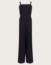 Strappy Embroidered Jumpsuit, Black (BLACK), large