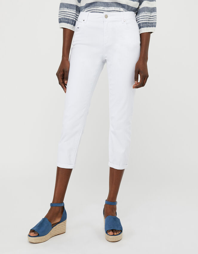 Idabella Cropped Jeans with Organic Cotton, White (WHITE), large