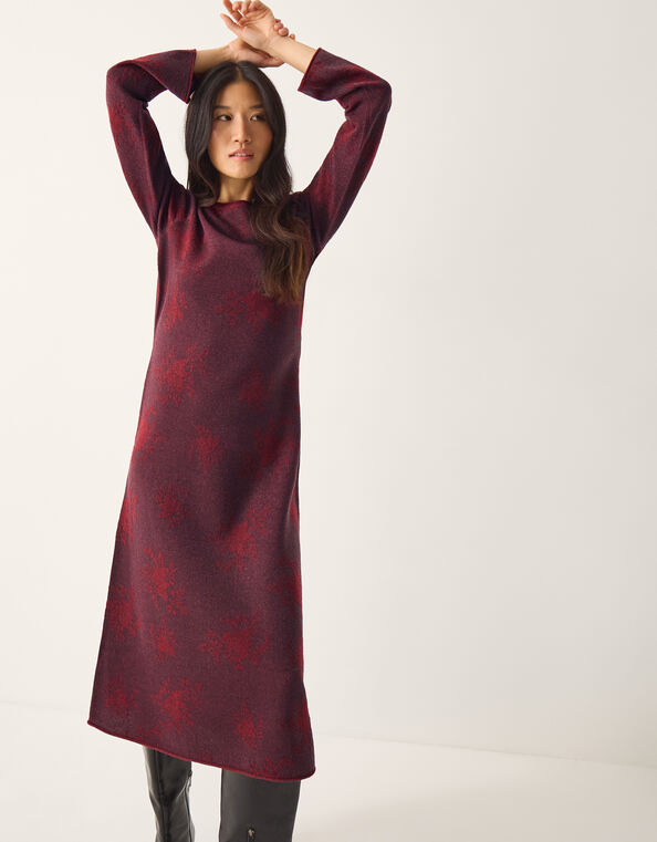 Fianna Floral Knit Midi Dress, Red (CHERRY), large