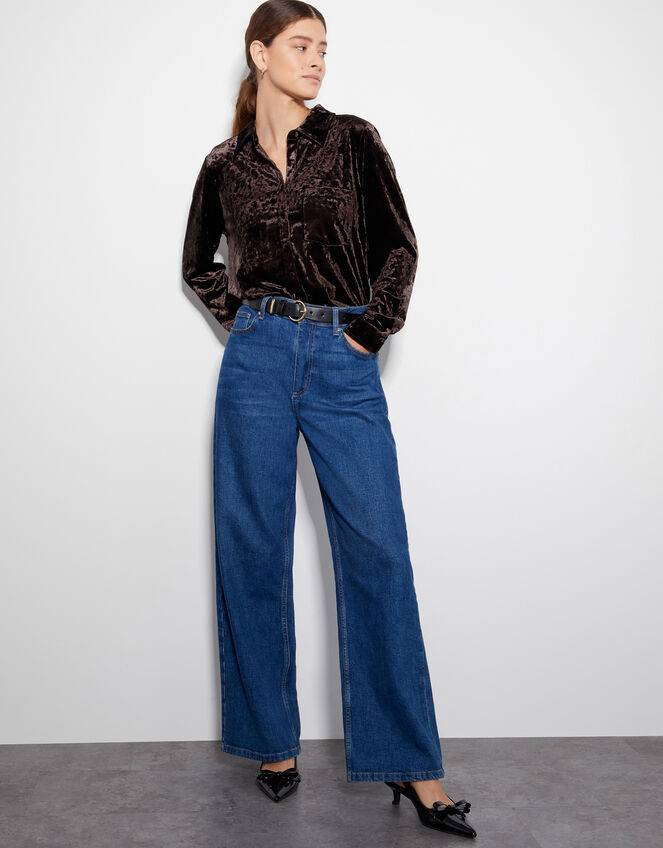 Vida Velvet Shirt, Brown (CHOCOLATE), large