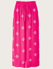 Embroidered Motif Wide Trousers, Pink (PINK), large