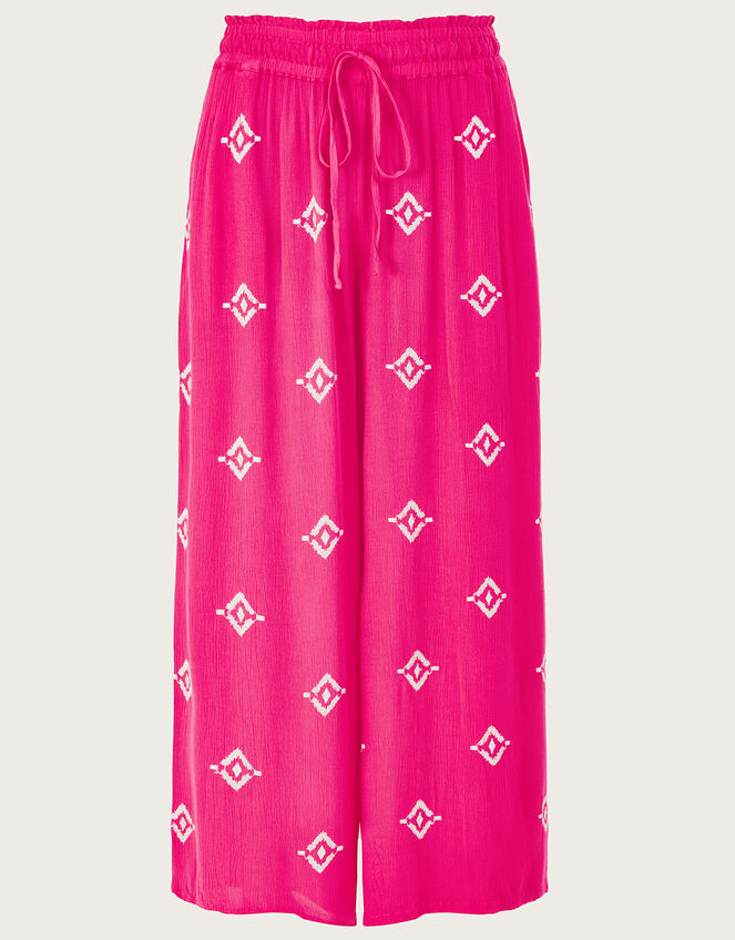 Embroidered Motif Wide Trousers, Pink (PINK), large