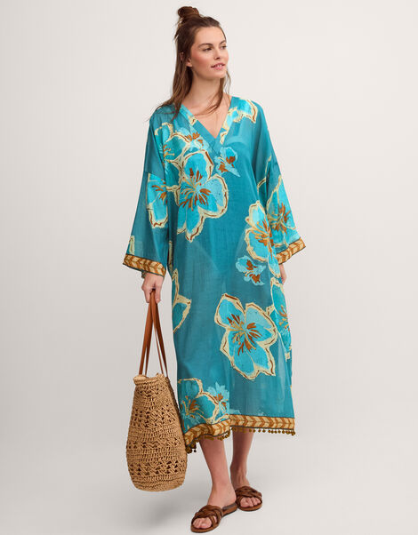 Yasmin Floral Print Midi Kaftan, , large