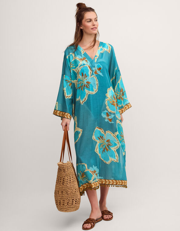 Yasmin Floral Print Midi Kaftan, , large