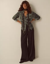 Ola Oversized Velvet Shirt, Green (KHAKI), large