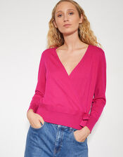 Riley Wrap Sweater, Pink (BRIGHT PINK), large
