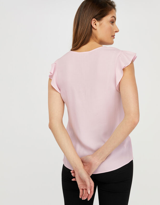 Nessa Short Sleeve Blouse in LENZING™ ECOVERO™, Pink (BLUSH), large