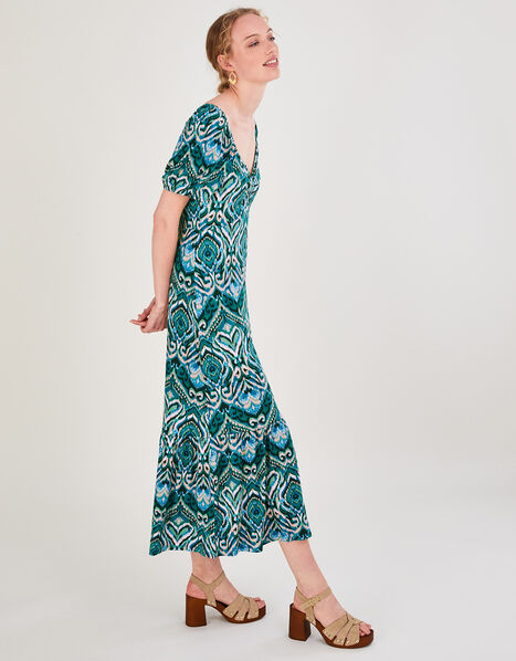 Tie Front Maxi Jersey Dress with  LENZING™ ECOVERO™  Teal, Teal (TEAL), large
