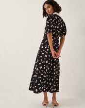 Mabli Floral Bow Midi Tea Dress, Black (BLACK), large