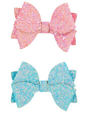 Shimmer Bow Hair Clips, , large