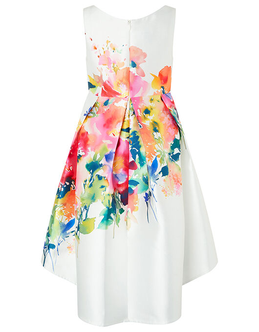 Rainbow Floral Occasion Dress Ivory