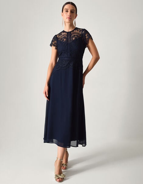 Monica Lace Midi Bridesmaid Dress, Blue (NAVY), large