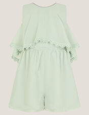 Leia Lace Trim Tier Playsuit, Green (SAGE), large