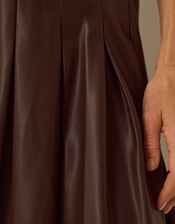 Ottie Pleated Midi Skirt, Brown (BROWN), large