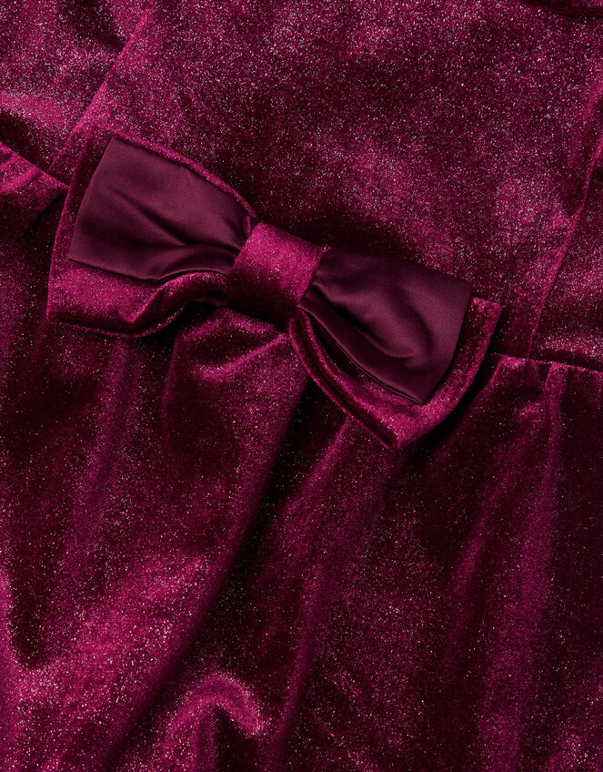 Baby Bow Velvet Romper , Red (BURGUNDY), large