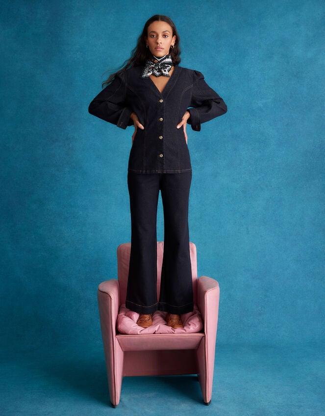 Teri Tailored Denim Shirt , Blue (INDIGO), large