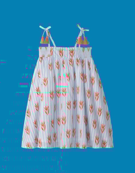 Hatley Floral Stripe Smocked Sundress, White (WHITE), large