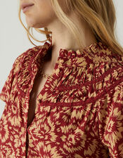 Ikat Floral Print Top, Red (RED), large