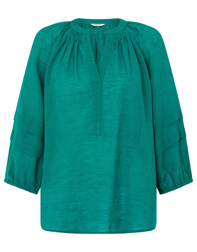 Relaxed Blouse in Linen Gauze, Green (GREEN), large