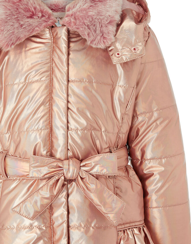Metallic Ruffle Padded Coat, Pink (ROSE PINK), large
