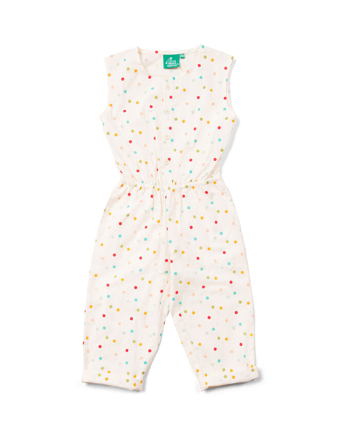 Little Green Radicals Spotty Sleeveless Cropped Jumpsuit, White (WHITE), large