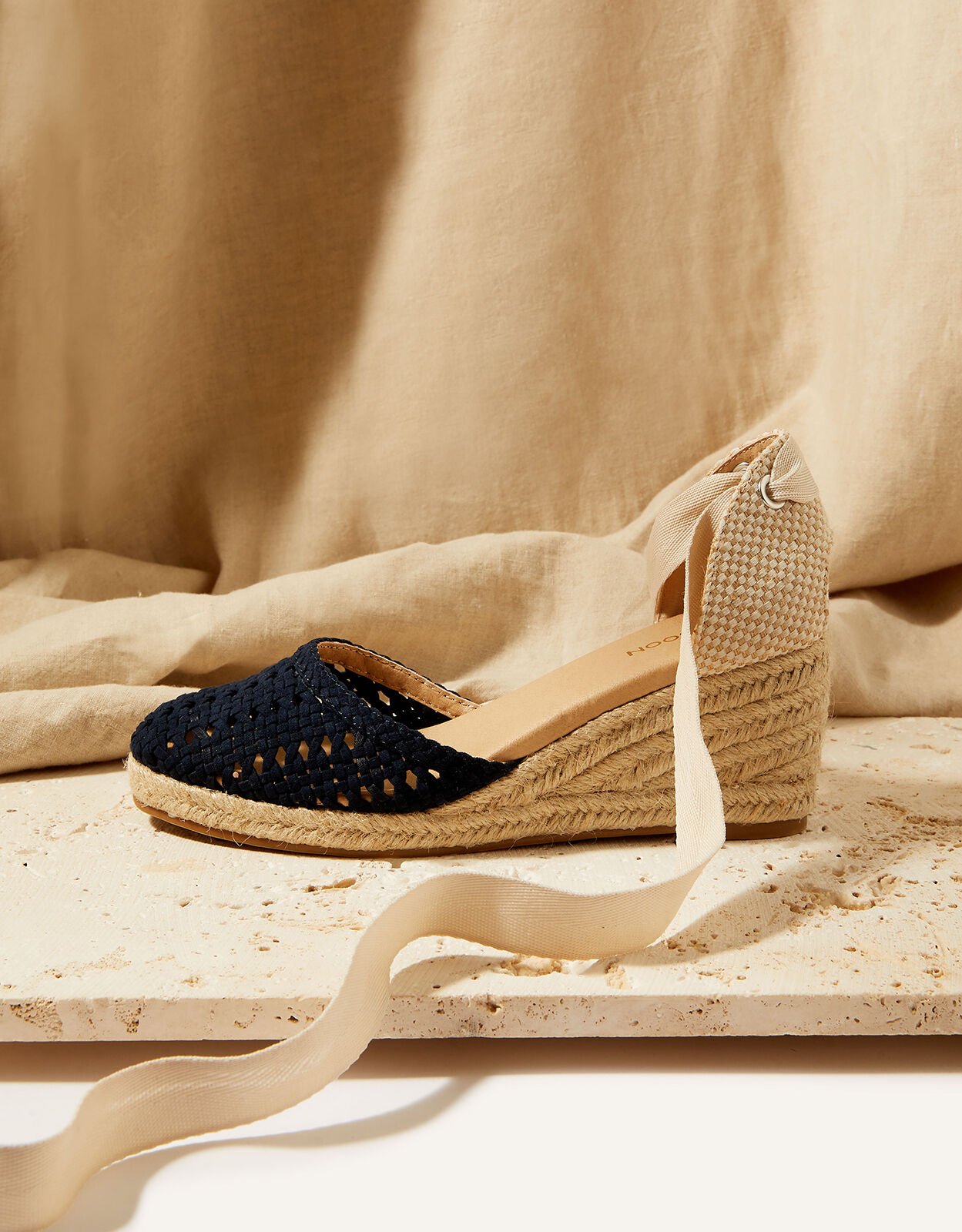 Cut Out Detail Tie Up Espadrille Wedges Blue