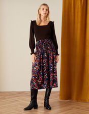Ruffle Trim Square Neck Jumper, Brown (BROWN), large