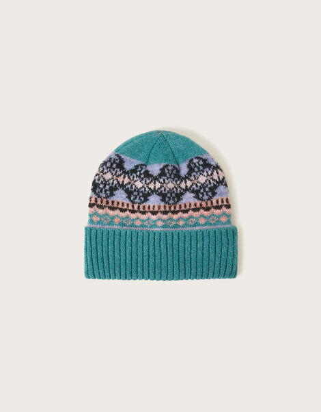 Fair Isle Beanie Hat, , large