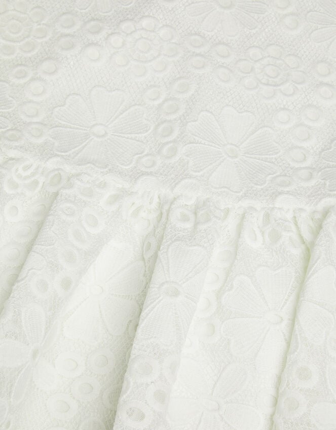 Harper Lace Daisy Bow Dress, White (WHITE), large