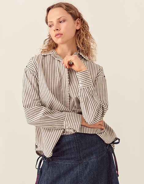 East Katya Tailored Striped Shirt, Multi (MULTI), large