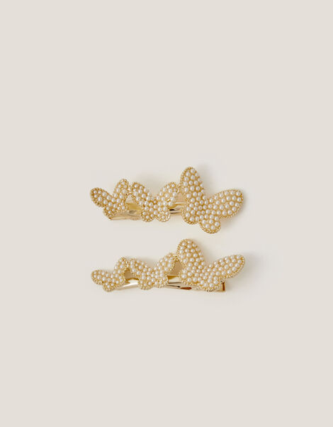 2-Pack Pearl Butterfly Hair Clips, , large