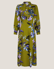 Sonya Floral Print Midi Dress, Green (KHAKI), large