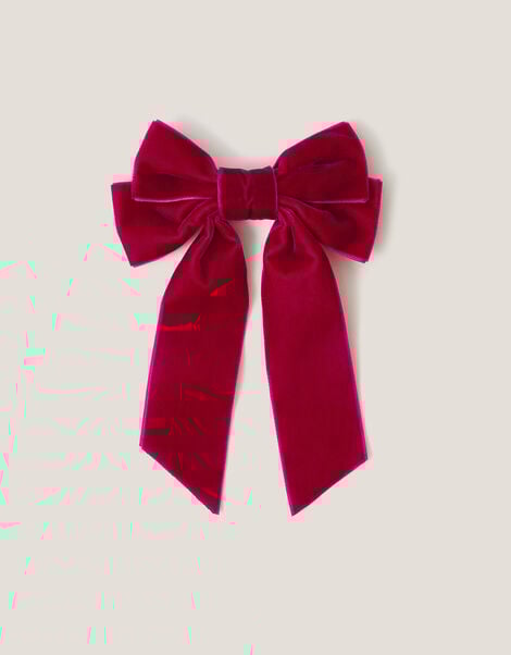 Velvet Ribbon Bow Hair Clip, , large