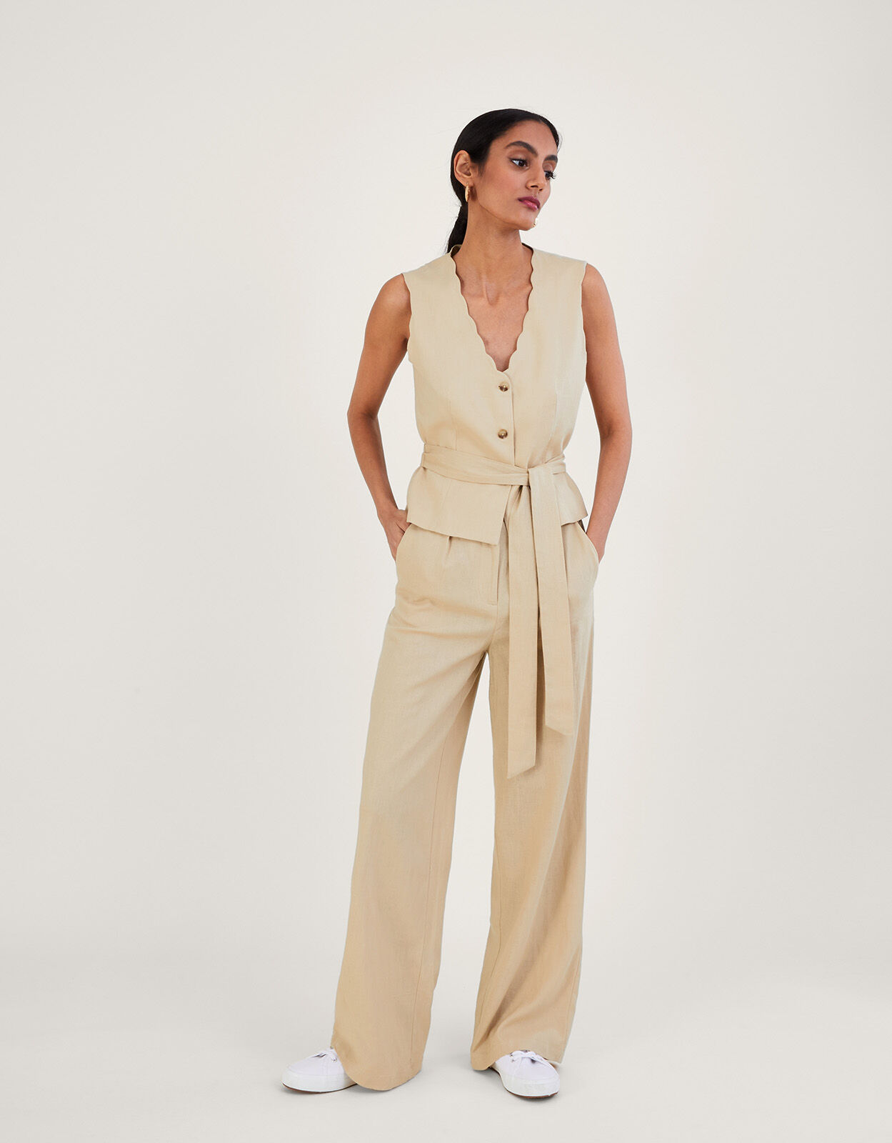 Jenny Trousers in Linen Blend Natural
