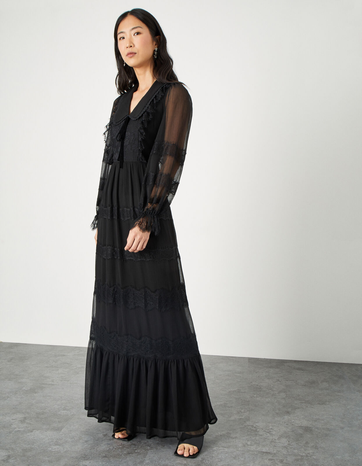 Monsoon long black top dress