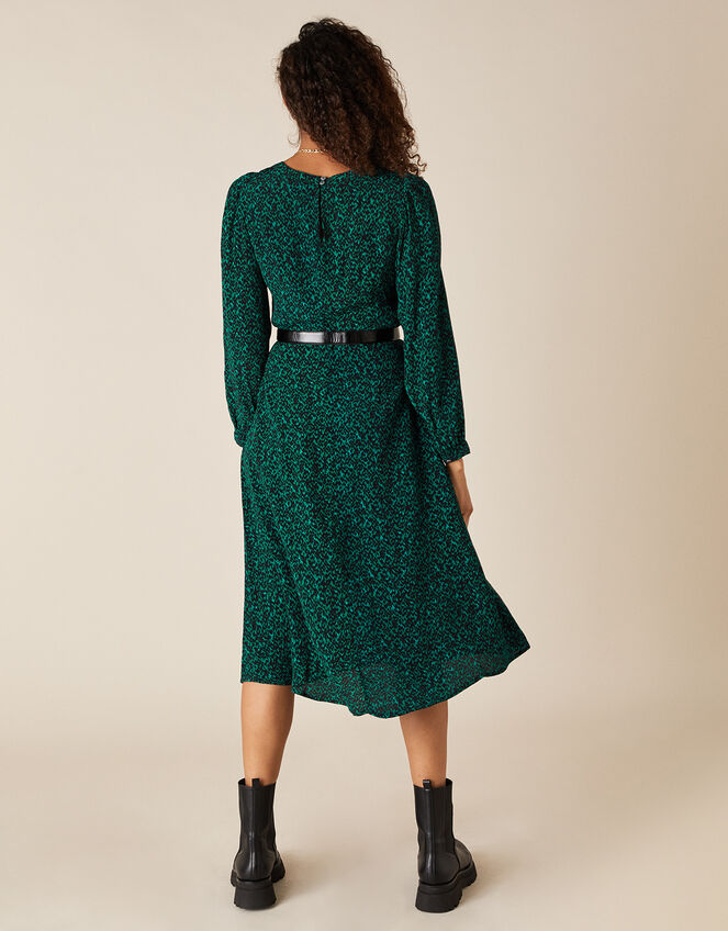 Animal Print Midi Dress in LENZING™ ECOVERO™, Green (DARK GREEN), large