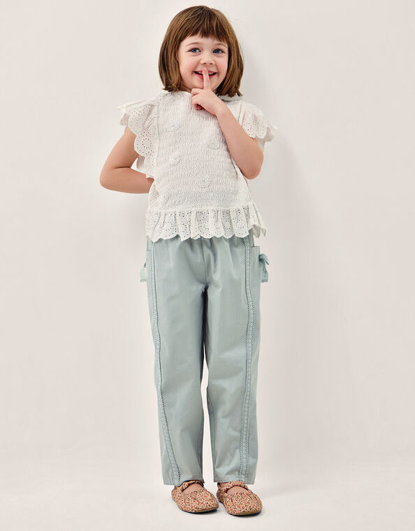 Lace Trim Barrel Pants, Green (GREEN), large