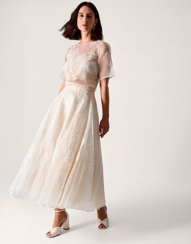 Rosie Lace Floral Bridal Top, Ivory (IVORY), large