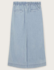 Wide Leg Chambray Pants, Blue (BLUE), large