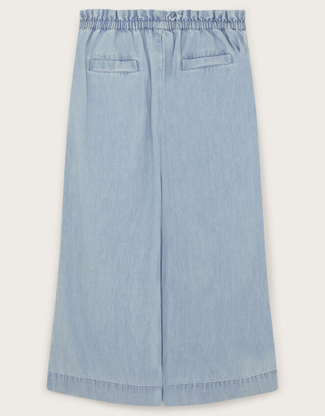 Wide Leg Chambray Pants, Blue (BLUE), large