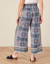 Leighton Printed Wide Leg Trousers , Blue (BLUE), large