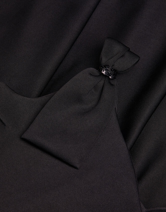 Nina Asymmetrical Bow Strap Prom Dress, Black (BLACK), large