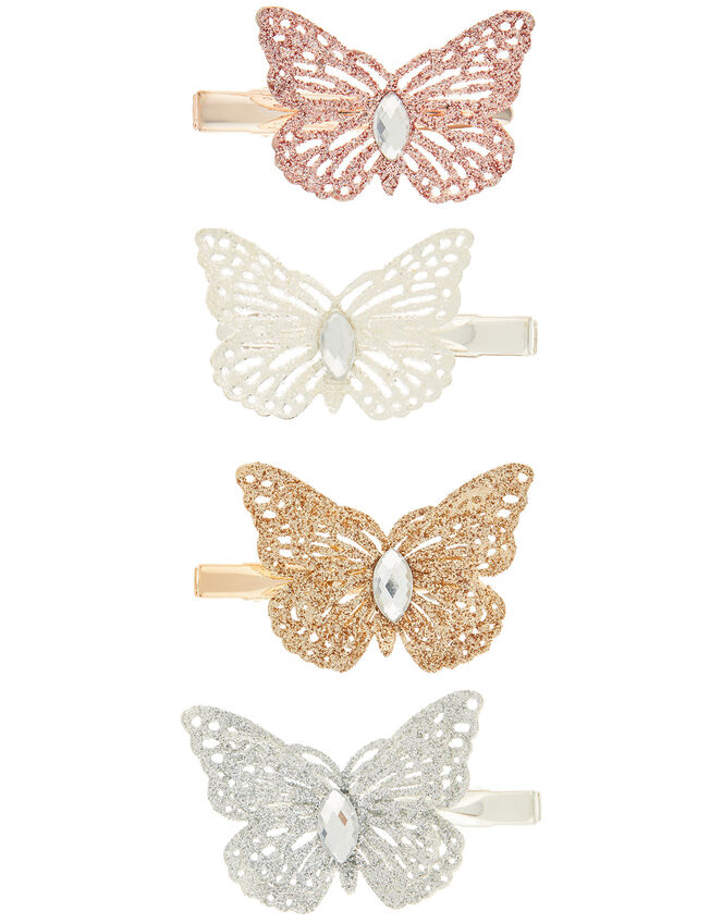 Glitter Butterfly Hair Clip Set, , large