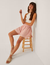 Eliza Embroidered Cotton Shorts, Pink (PINK), large