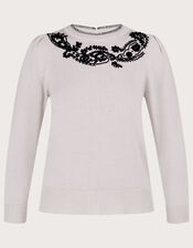 Paisley Embroidered Jumper, Ivory (IVORY), large