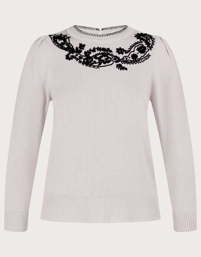 Paisley Embroidered Jumper, Ivory (IVORY), large