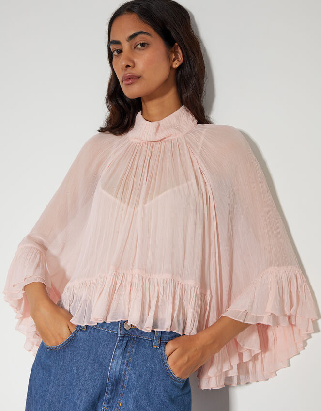 Renee Crinkle Ruffle Top, Pink (BLUSH), large