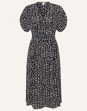 Spot Print Midi Dress, Blue (NAVY), large