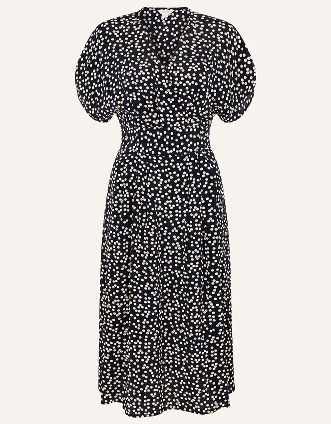 Spot Print Midi Dress, Blue (NAVY), large